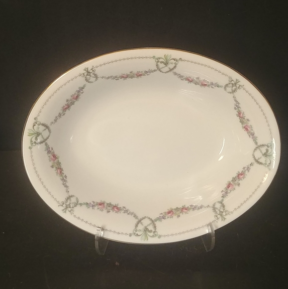 Vtg Chateaux Rose Garland Czechoslovakian Porcelain Serving Dish Set of 2 - Picture 5 of 7